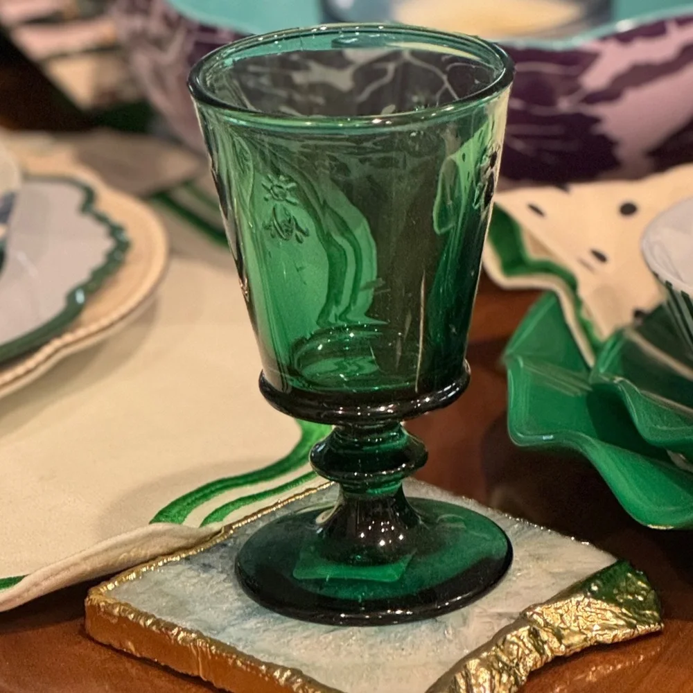 Hand blown in France Bee 🐝 Wine Glass set of 4